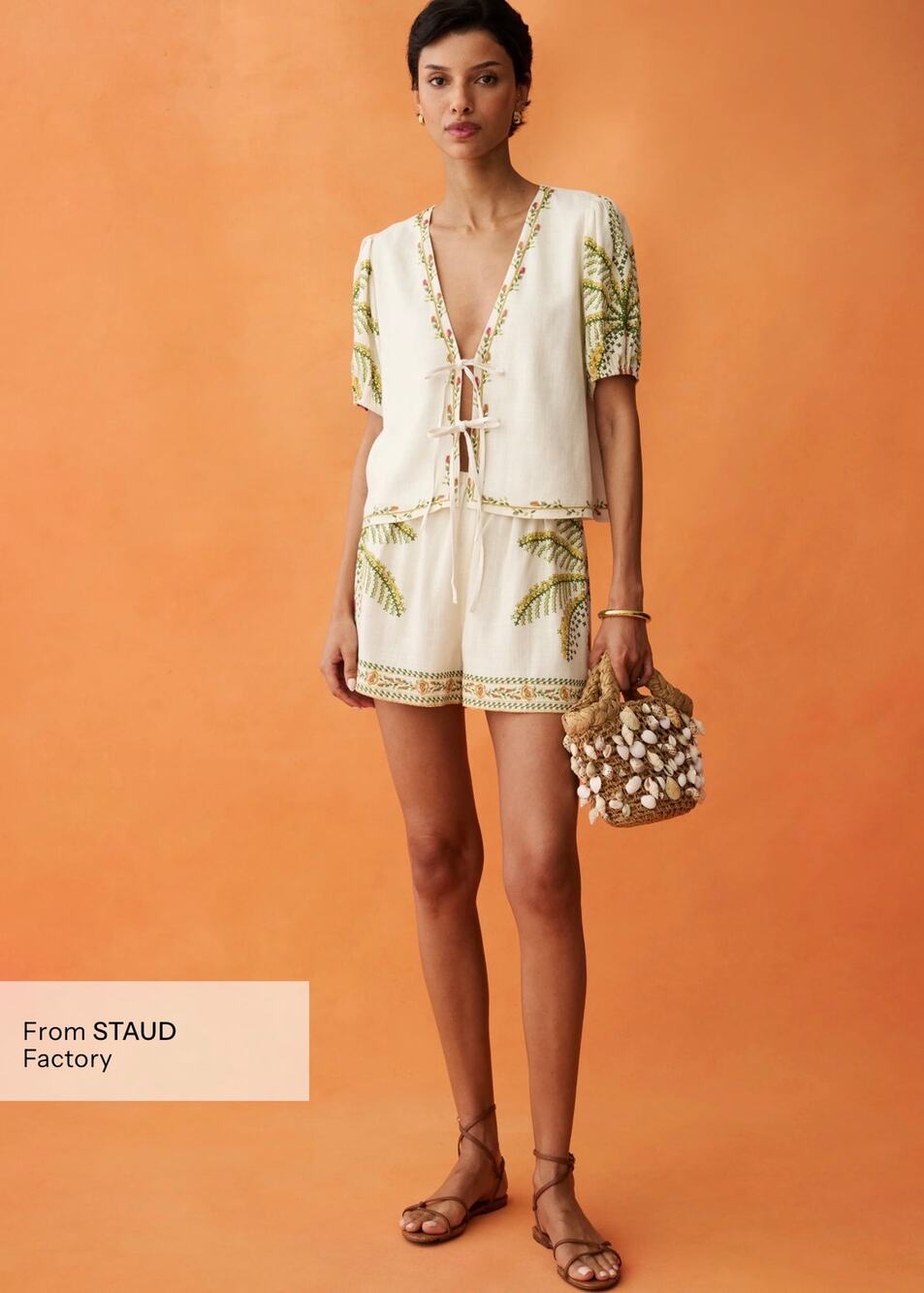 New few Moda Anaya Marcela linen set top shorts $245 sz S